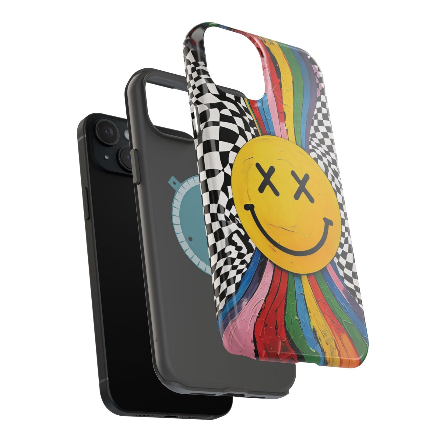 Colorful Smiley Face Magnetic Tough Case - Fun & Durable Phone Protection for iPhones