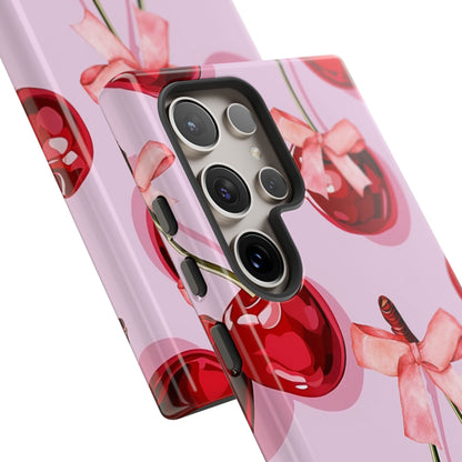 Cherry Ribbon Phone Cases for iPhone, Samsung Galaxy, and Google Pixel