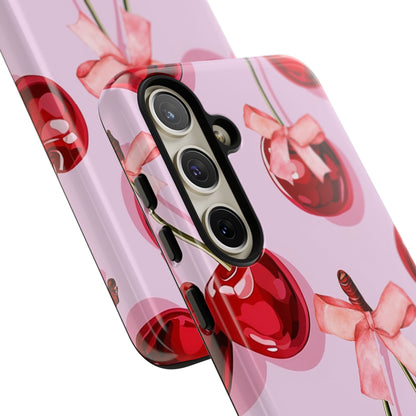 Cherry Ribbon Phone Cases for iPhone, Samsung Galaxy, and Google Pixel