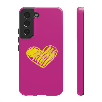 Yellow Heart, Pink Phone Case