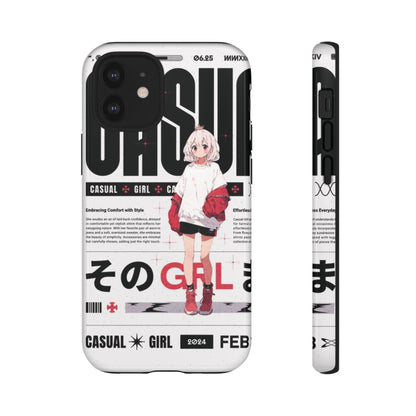 "Casual Girl" Anime Phone Cases for iPhone, Samsung Galaxy, and Google Pixel, Pick your size