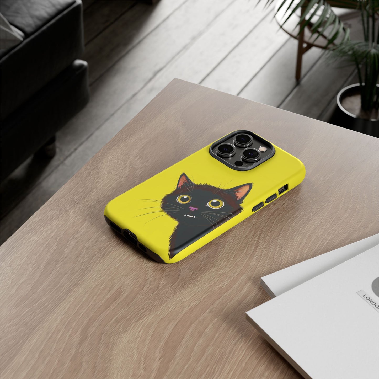 'Cute Cat' Yellow Phone Case