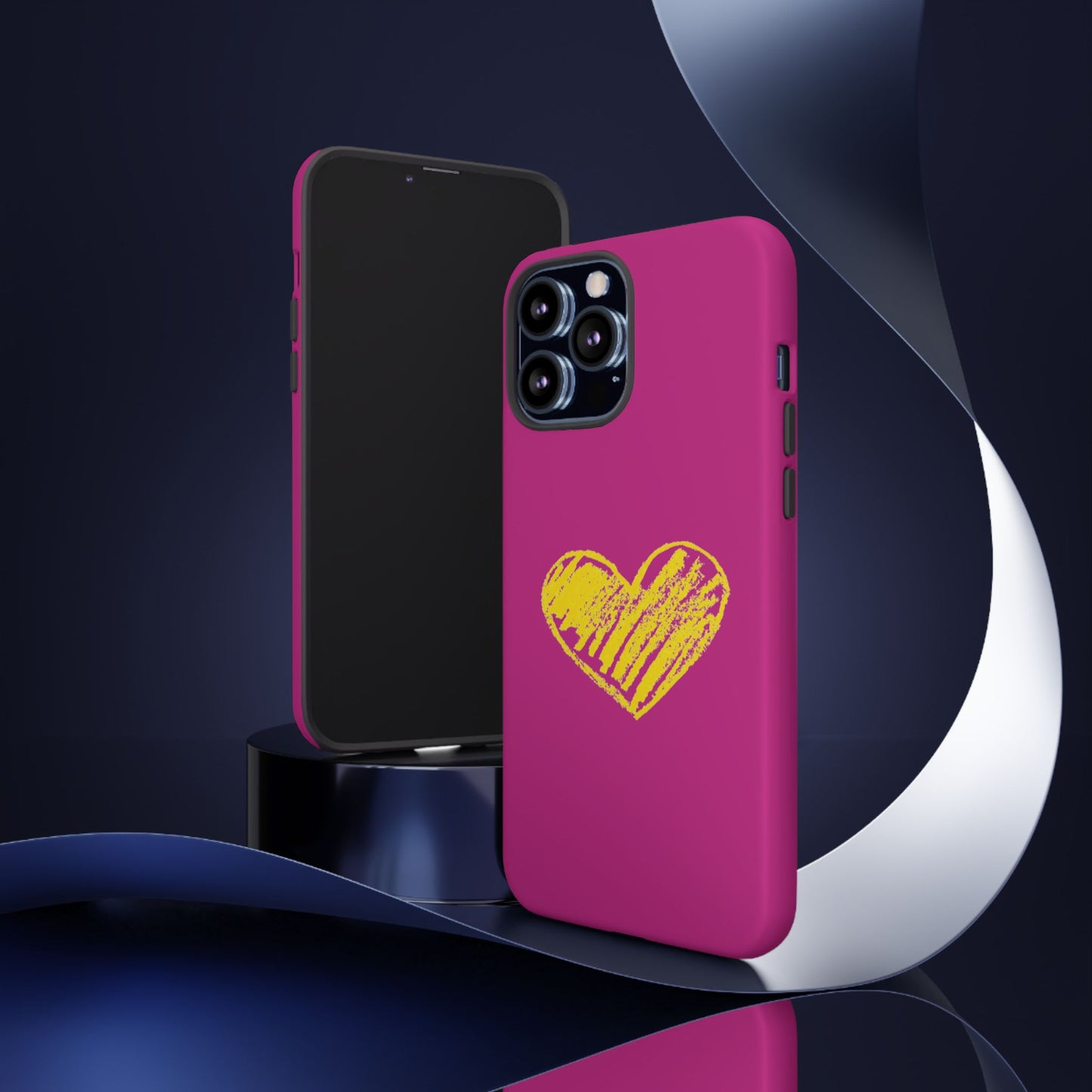 Yellow Heart, Pink Phone Case