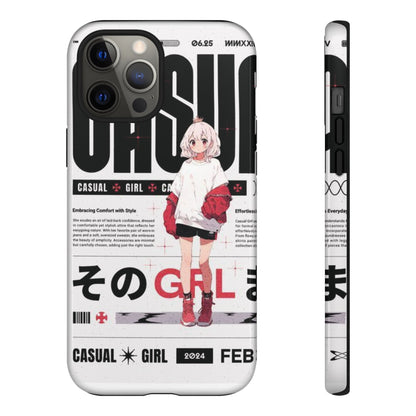 "Casual Girl" Anime Phone Cases for iPhone, Samsung Galaxy, and Google Pixel, Pick your size