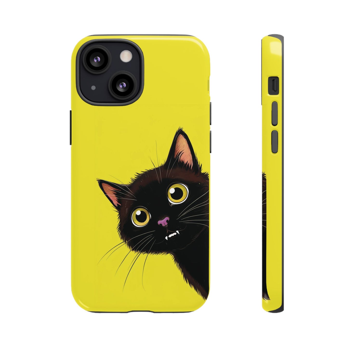 'Cute Cat' Yellow Phone Case