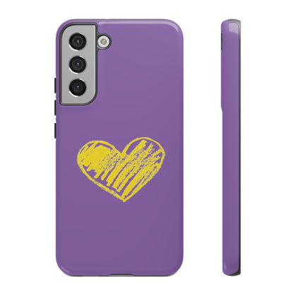 Yellow Heart, Purple Phone Case