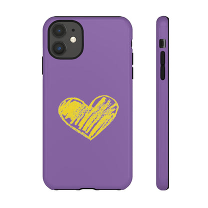 Yellow Heart, Purple Phone Case