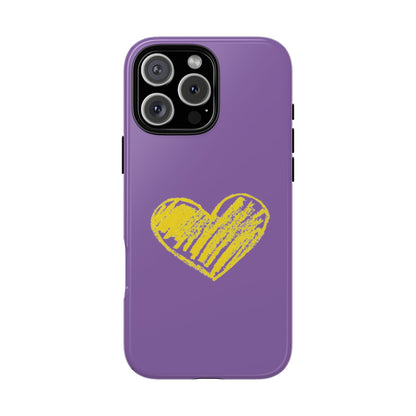 Yellow Heart, Purple Phone Case