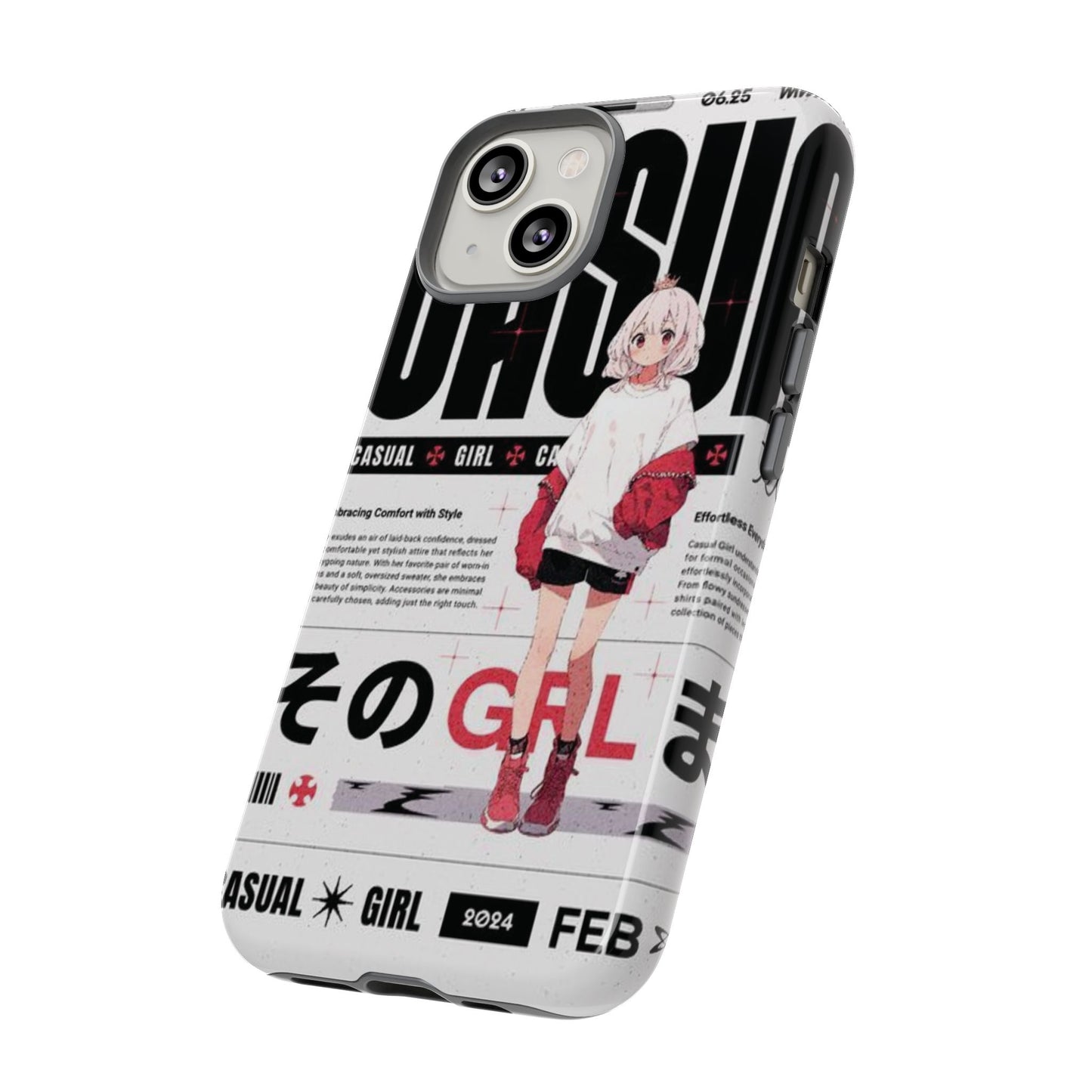 "Casual Girl" Anime Phone Cases for iPhone, Samsung Galaxy, and Google Pixel, Pick your size