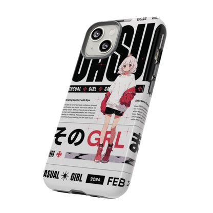 "Casual Girl" Anime Phone Cases for iPhone, Samsung Galaxy, and Google Pixel, Pick your size