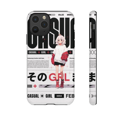 "Casual Girl" Anime Phone Cases for iPhone, Samsung Galaxy, and Google Pixel, Pick your size