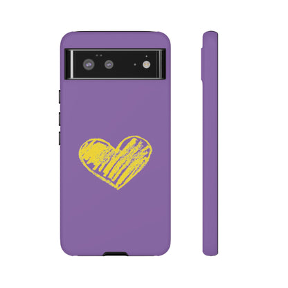 Yellow Heart, Purple Phone Case