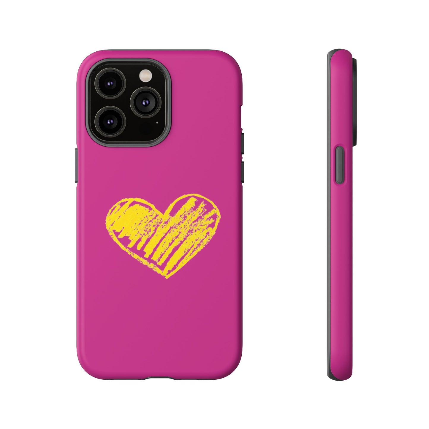 Yellow Heart, Pink Phone Case