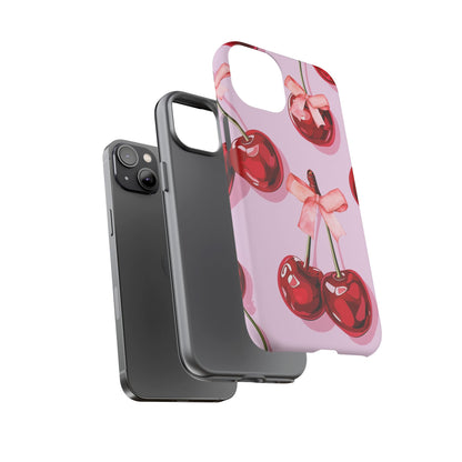 Cherry Ribbon Phone Cases for iPhone, Samsung Galaxy, and Google Pixel