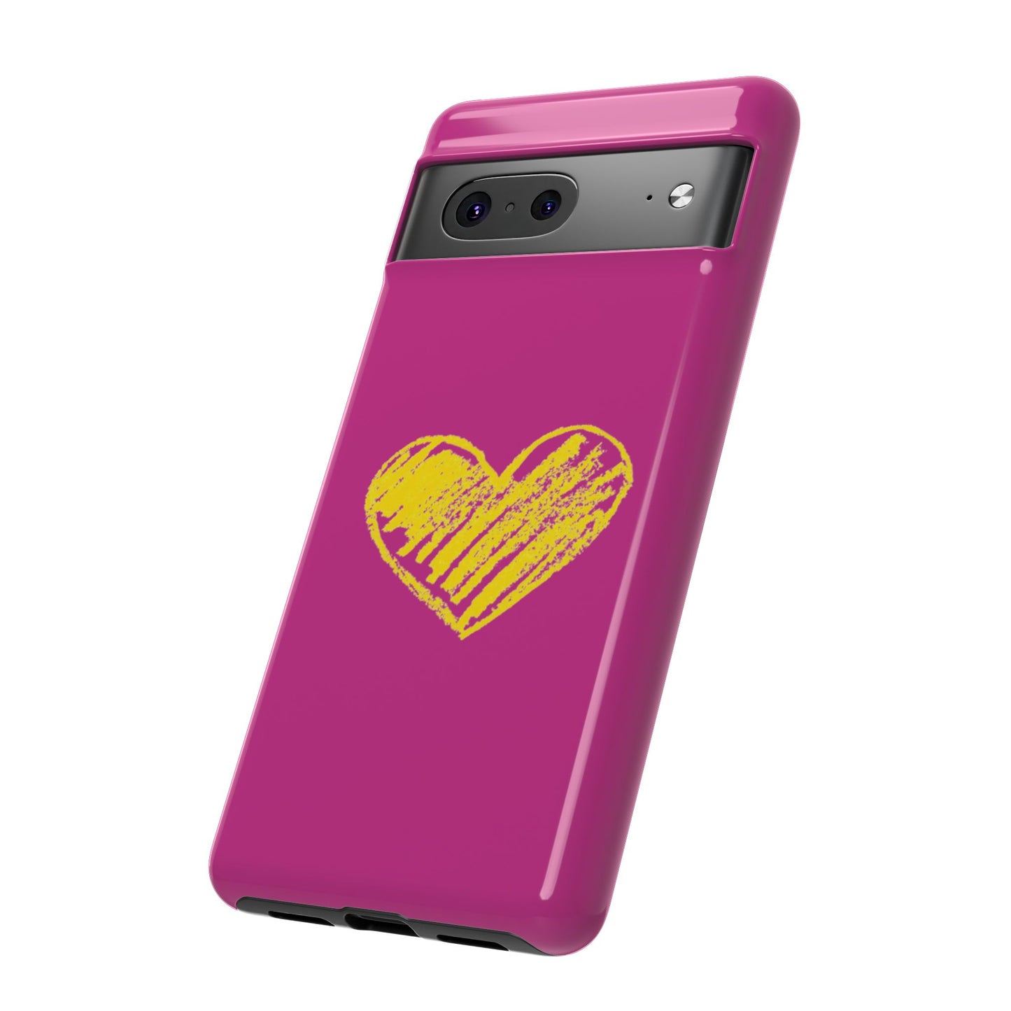 Yellow Heart, Pink Phone Case