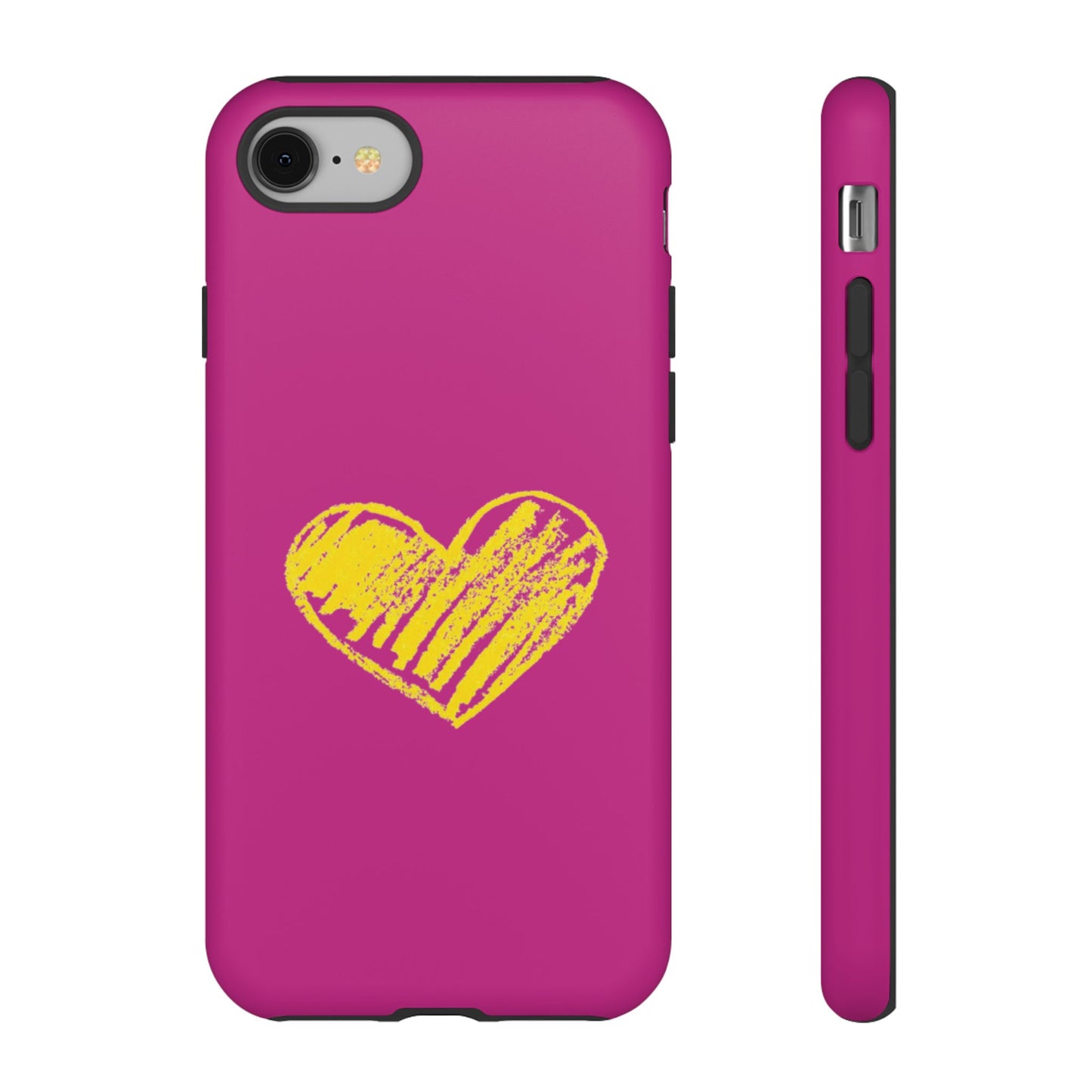 Yellow Heart, Pink Phone Case