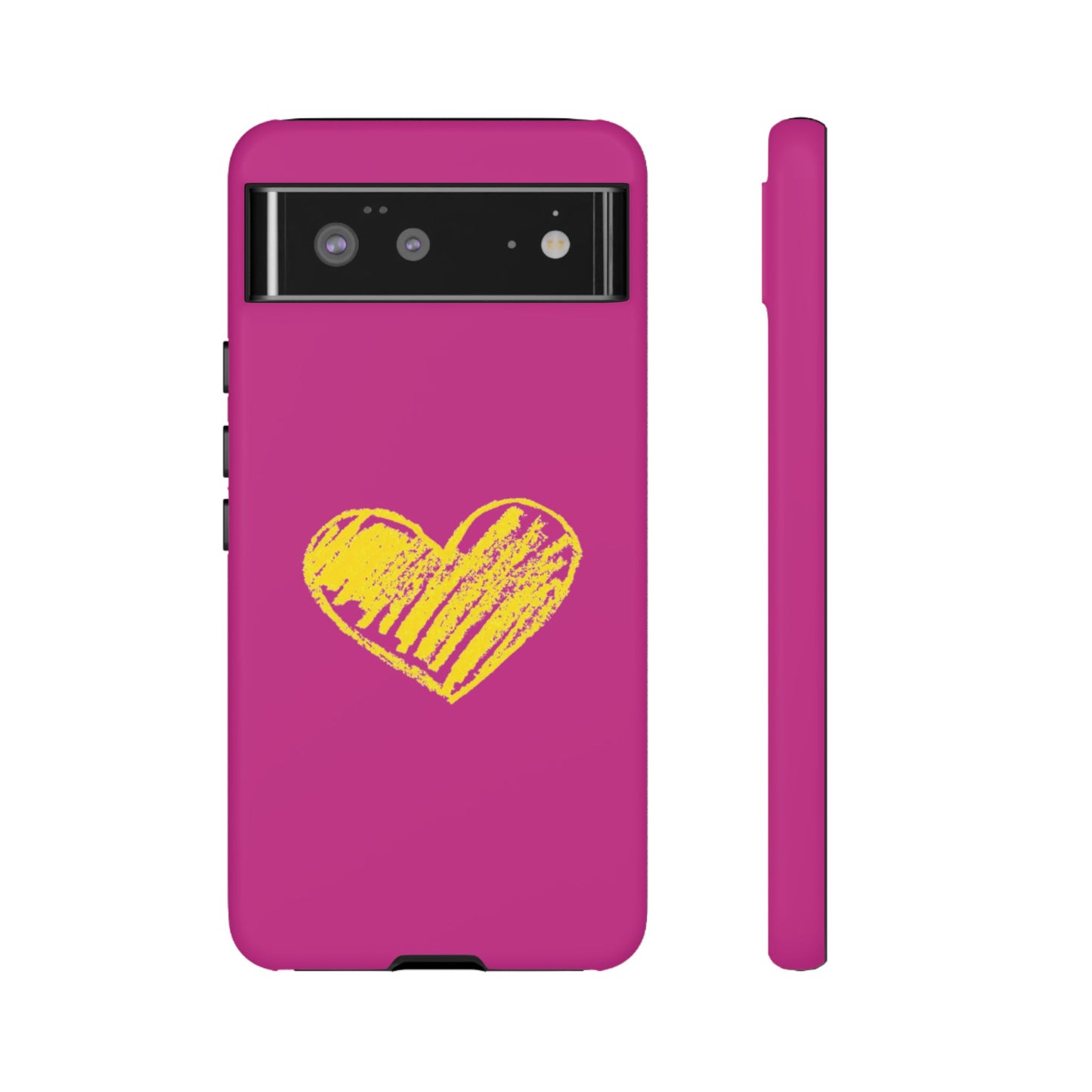 Yellow Heart, Pink Phone Case