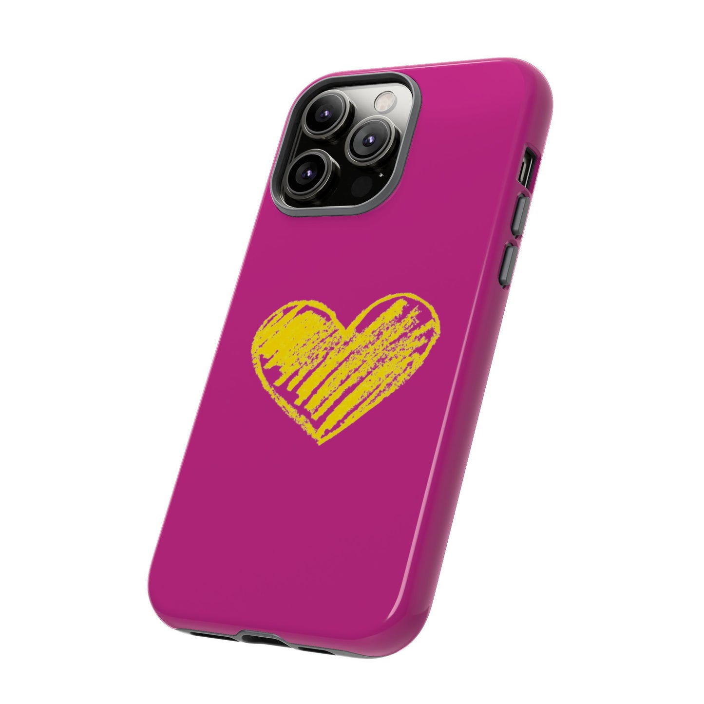 Yellow Heart, Pink Phone Case