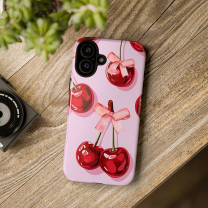 Cherry Ribbon Phone Cases for iPhone, Samsung Galaxy, and Google Pixel