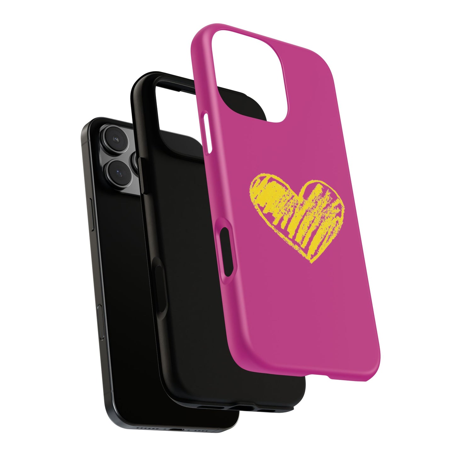 Yellow Heart, Pink Phone Case