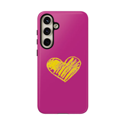 Yellow Heart, Pink Phone Case