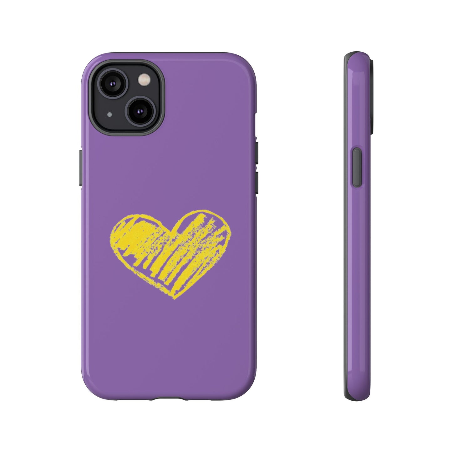 Yellow Heart, Purple Phone Case