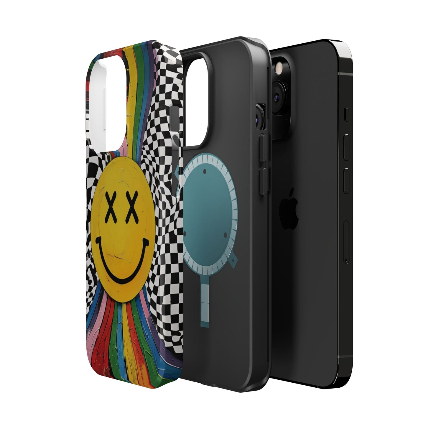 Colorful Smiley Face Magnetic Tough Case - Fun & Durable Phone Protection for iPhones