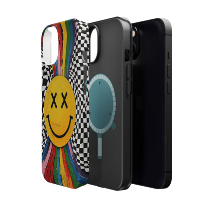 Colorful Smiley Face Magnetic Tough Case - Fun & Durable Phone Protection for iPhones