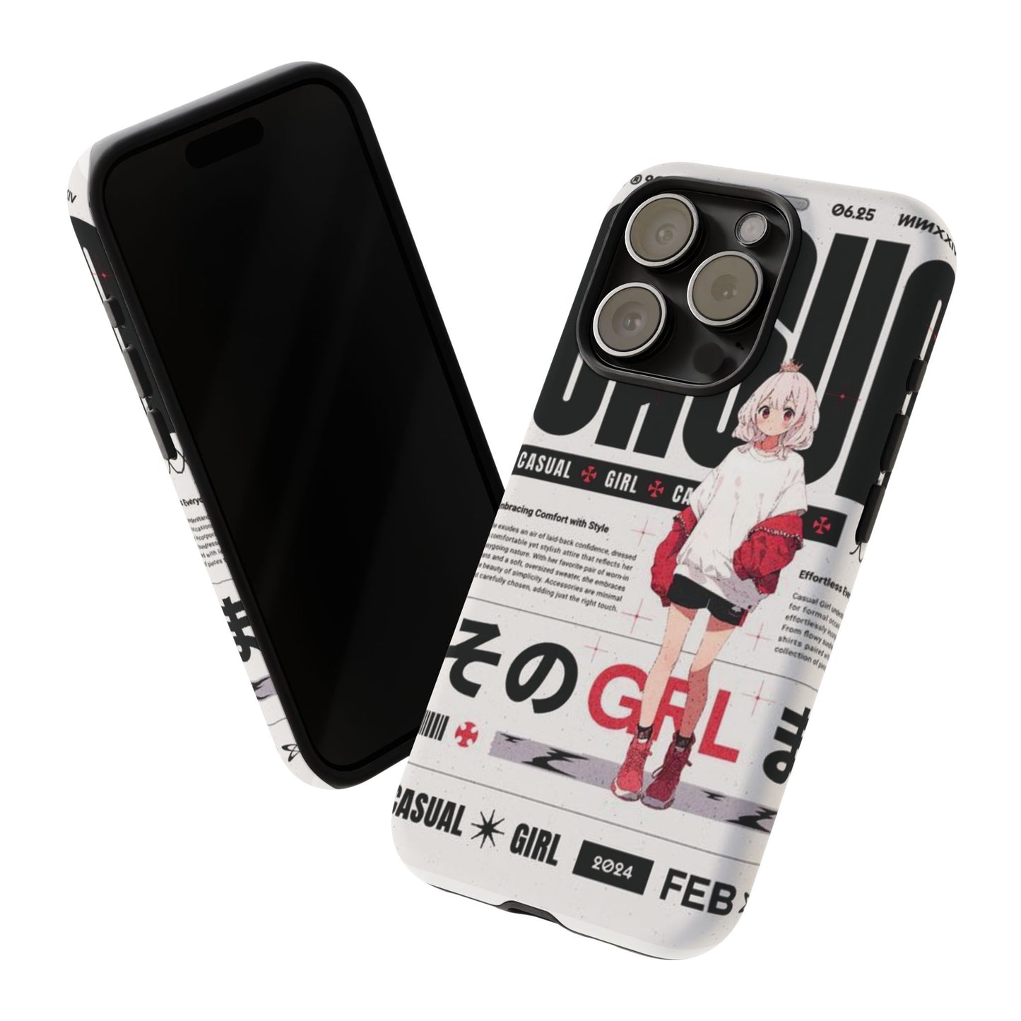 "Casual Girl" Anime Phone Cases for iPhone, Samsung Galaxy, and Google Pixel, Pick your size