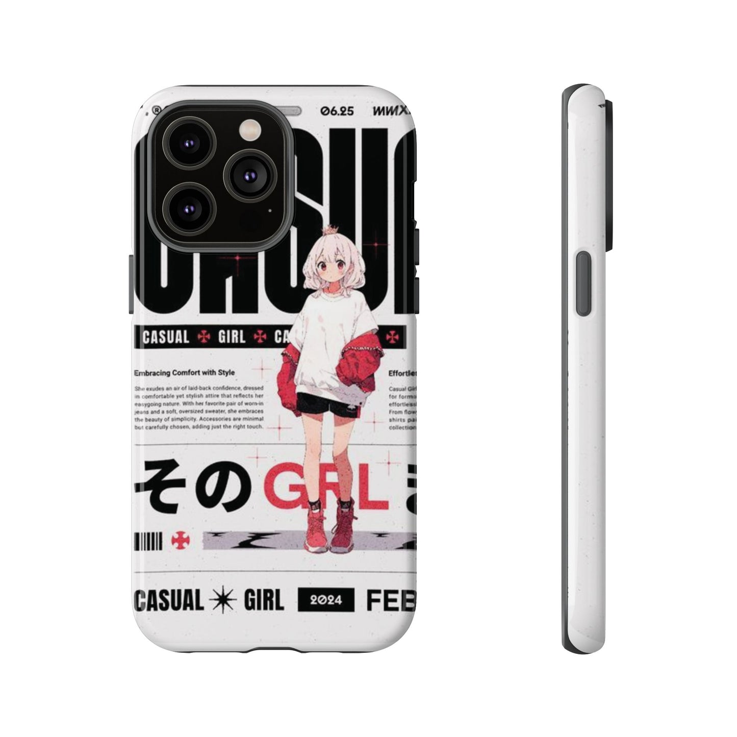 "Casual Girl" Anime Phone Cases for iPhone, Samsung Galaxy, and Google Pixel, Pick your size