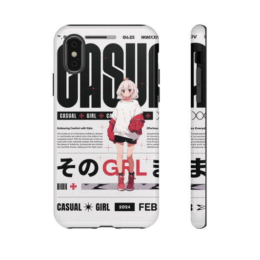 "Casual Girl" Anime Phone Cases for iPhone, Samsung Galaxy, and Google Pixel, Pick your size