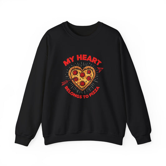 "My Heart Belongs To Pizza", Unisex Heavy Blend™ Crewneck Sweatshirt