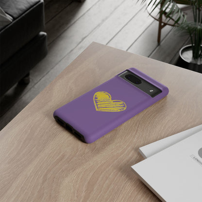 Yellow Heart, Purple Phone Case