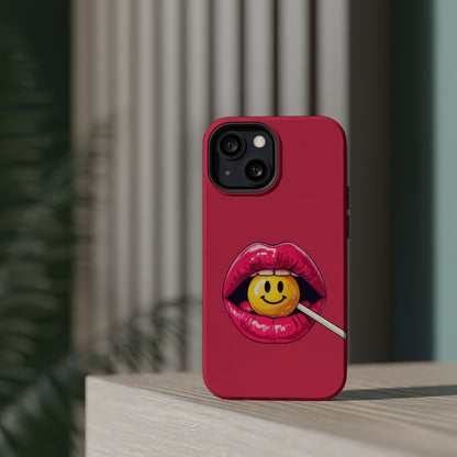 Lips & A Smiley Face Lollipop Magnetic Phone Case