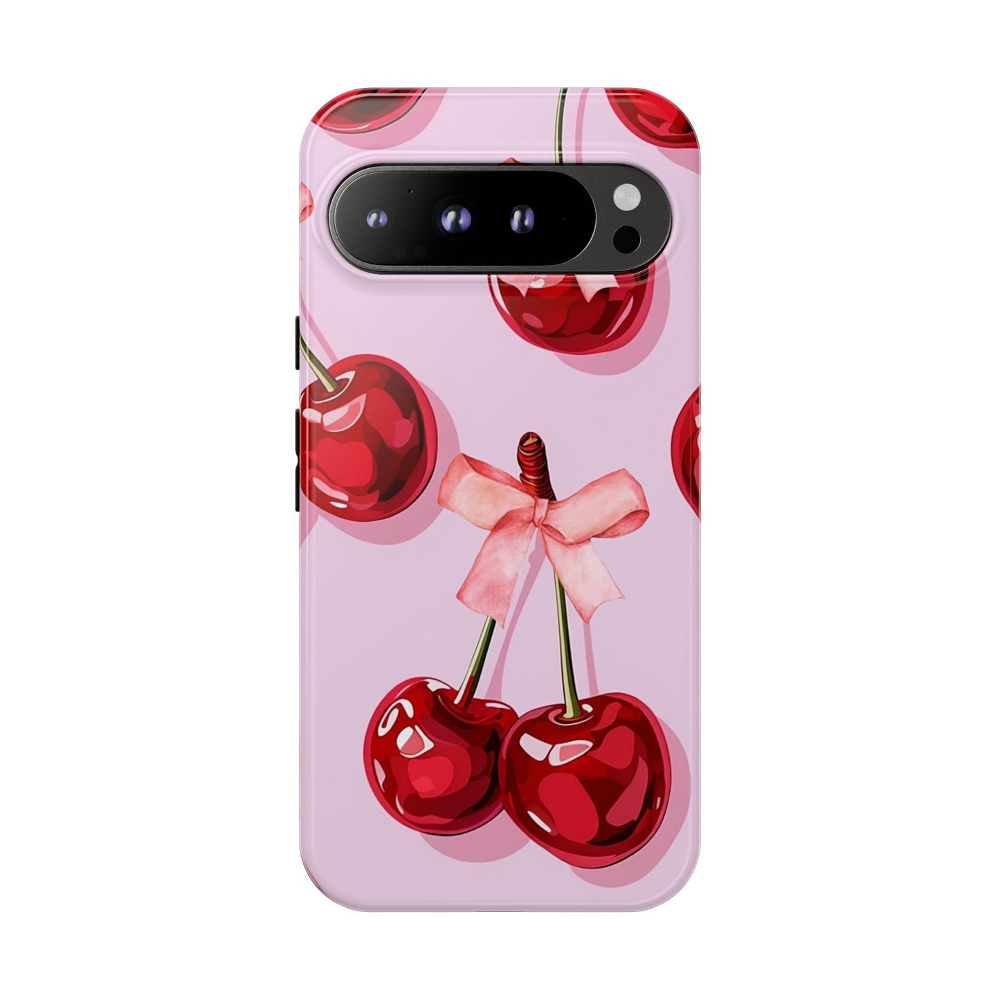 Cherry Ribbon Phone Cases for iPhone, Samsung Galaxy, and Google Pixel