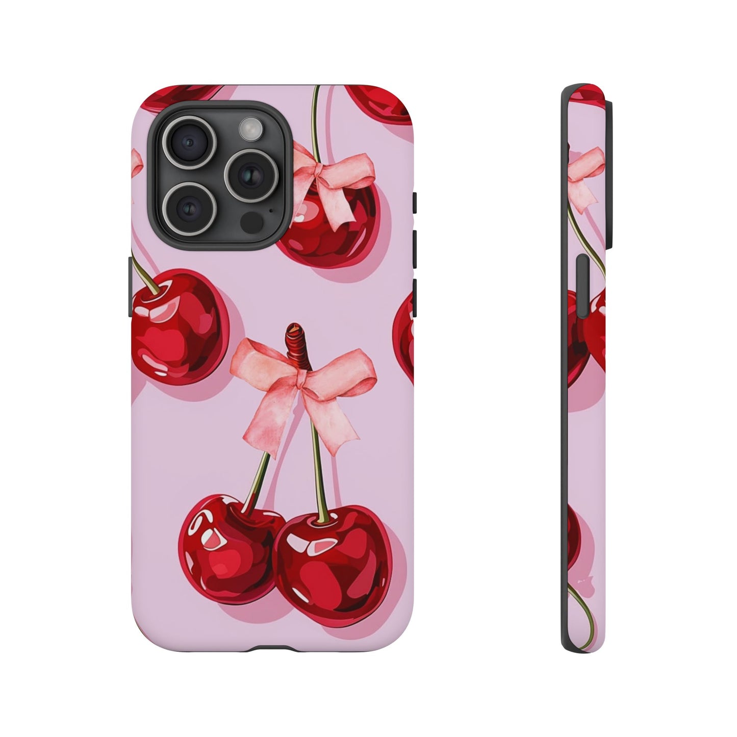 Cherry Ribbon Phone Cases for iPhone, Samsung Galaxy, and Google Pixel