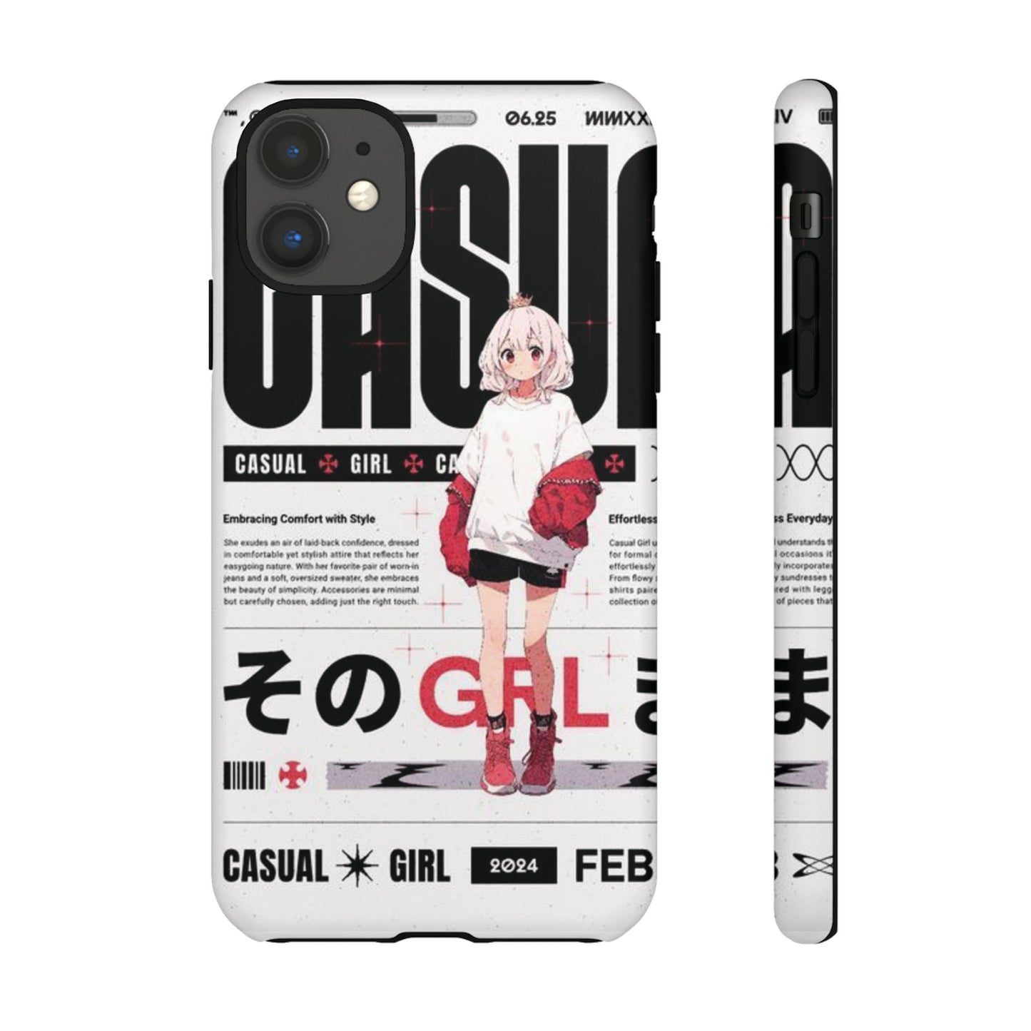 "Casual Girl" Anime Phone Cases for iPhone, Samsung Galaxy, and Google Pixel, Pick your size