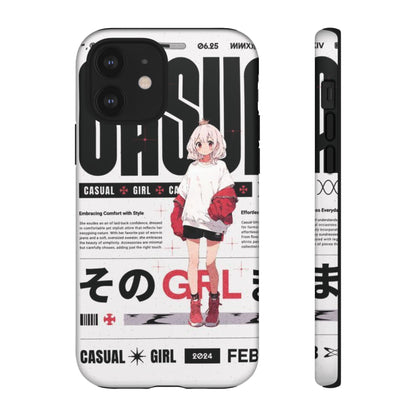 "Casual Girl" Anime Phone Cases for iPhone, Samsung Galaxy, and Google Pixel, Pick your size