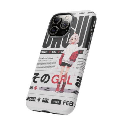 "Casual Girl" Anime Phone Cases for iPhone, Samsung Galaxy, and Google Pixel, Pick your size