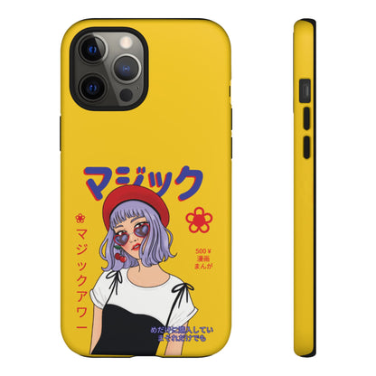 "Anime Cool Girl" Yellow Phone Cases – Bold, Stylish & Made for Any Phone! 💛✨ Pick Your Perfect Fit! -  iPhone, Samsung Galaxy, and Google Pixel