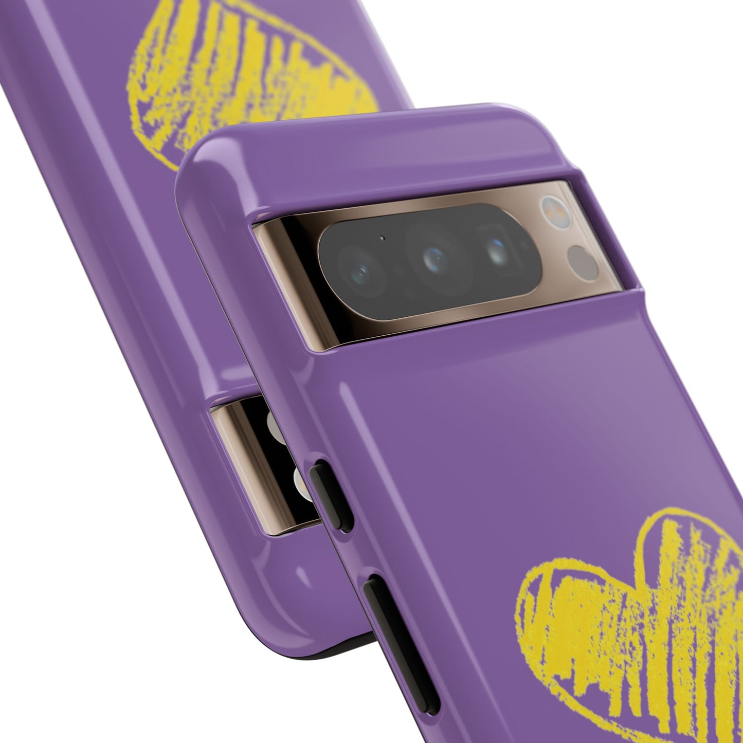 Yellow Heart, Purple Phone Case