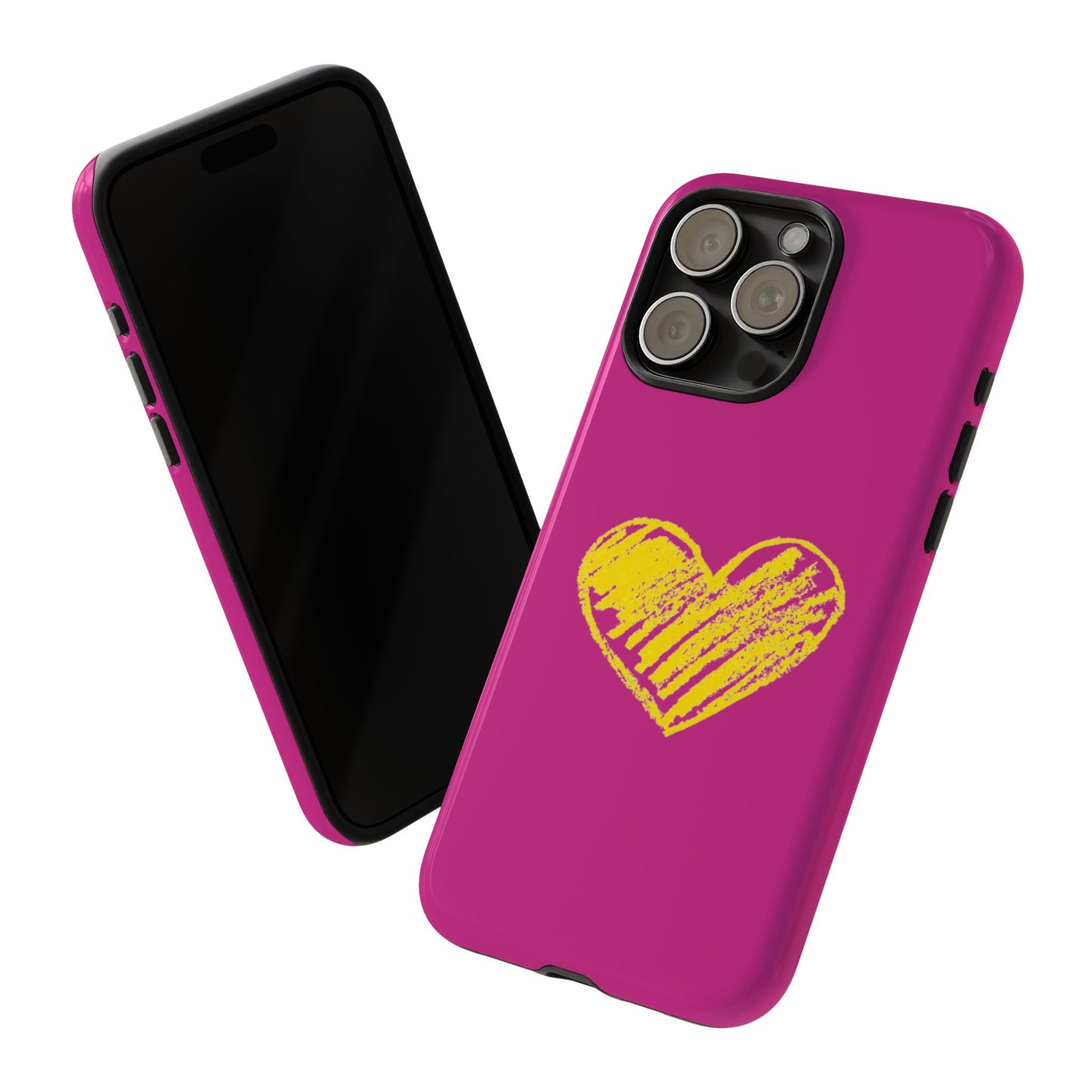 Yellow Heart, Pink Phone Case