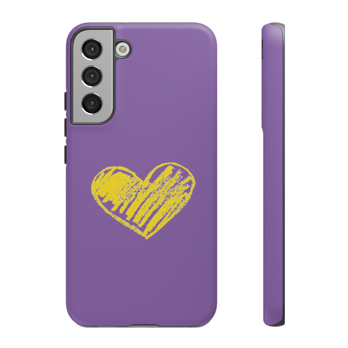 Yellow Heart, Purple Phone Case