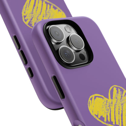 Yellow Heart, Purple Phone Case