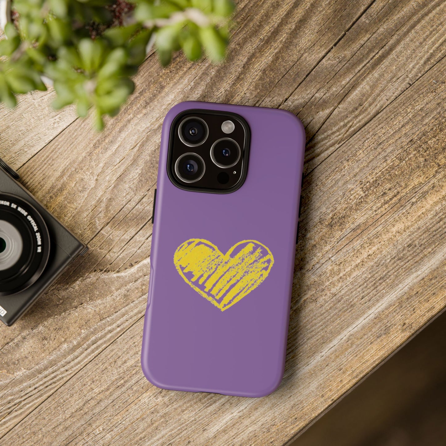 Yellow Heart, Purple Phone Case