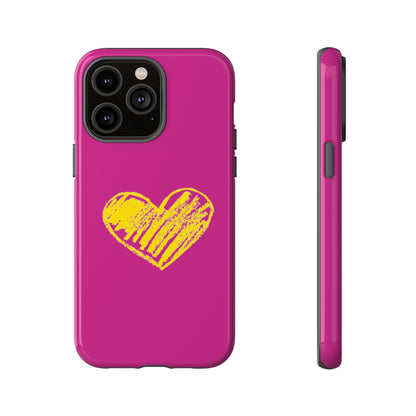 Yellow Heart, Pink Phone Case