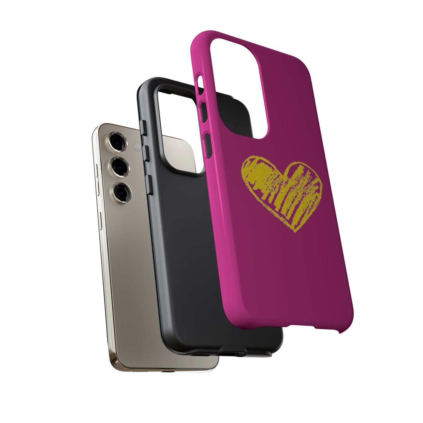 Yellow Heart, Pink Phone Case