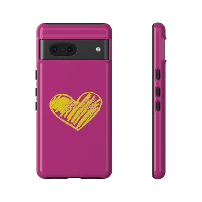 Yellow Heart, Pink Phone Case