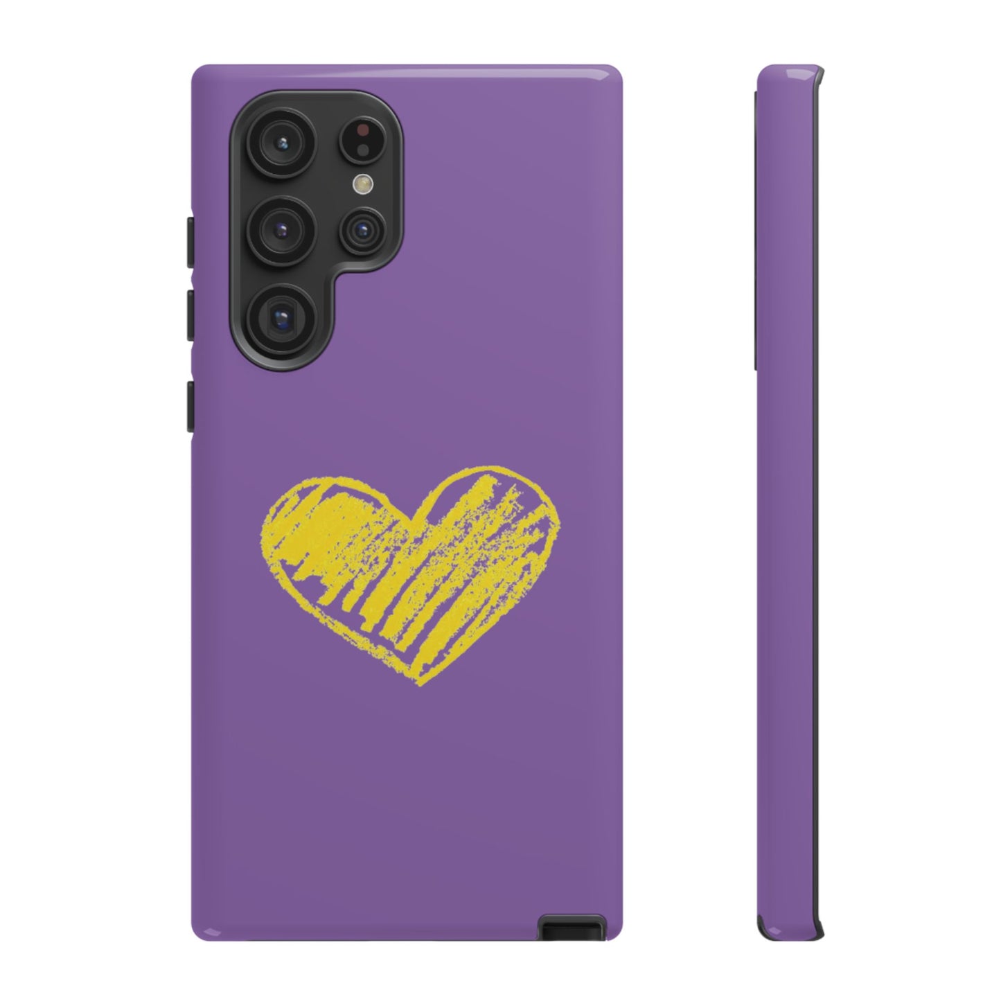 Yellow Heart, Purple Phone Case