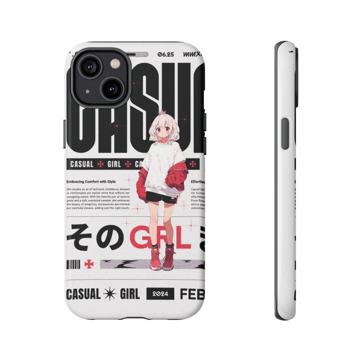 "Casual Girl" Anime Phone Cases for iPhone, Samsung Galaxy, and Google Pixel, Pick your size